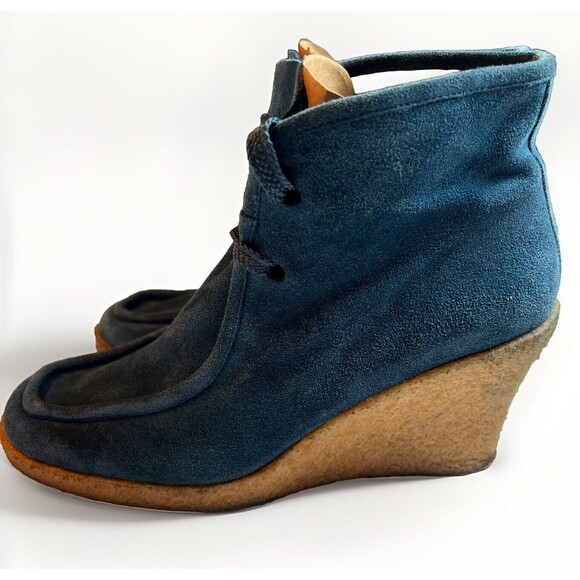 Michael by Michael Kors Rory Womens Wedge Suede Ankle Boots Teal Size 6 - Picture 2 of 8